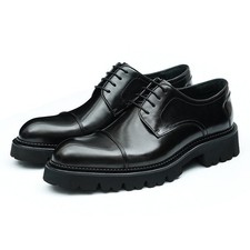 Men's Dress Shoes Leather Cap Toe Lace Up Oxfords Bussiness Shoes Free Shipping