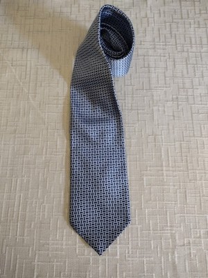 NWOT Ermenegildo Zegna Burgo Geometric Blue 100% Silk Tie Made in Italy