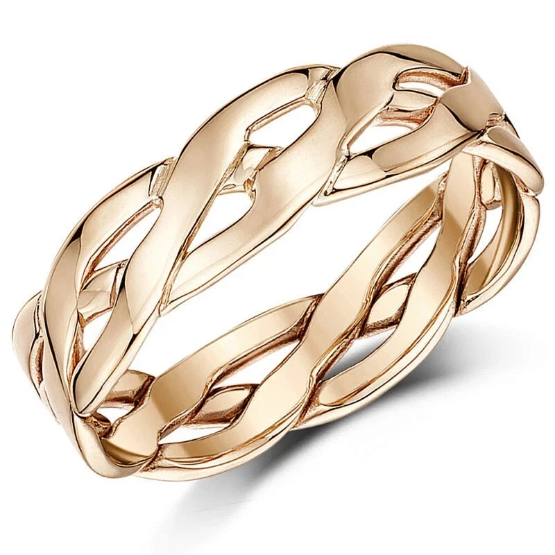 Anillo de Bodas Celta 9ct Oro Rosa 6 mm UK 375