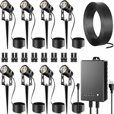 Low Voltage Landscape Spot Lights 8 Pack with 60W Transformer and 65FT Wire