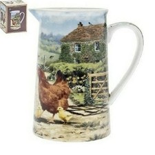 China Milk Jug 15cm Cockerel Hen & Chicks in Gift Box Present Mum Farmyard Cock
