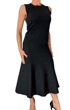 Theory EMBERLYN Charcoal Wool Dress Sleeveless ALine Midi Capsule Minimalist S/M