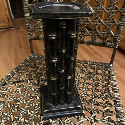 NEOCLASSICAL HOLLYWOOD REGENCY CHINESE CHINOISERIE TORCHERE COLUMN BAMBOO - Image 1 of 4