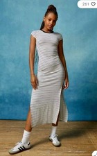 Urban Outfitters BDG T Shirt Midi Dress Size S White With Black Stripes Cotton 