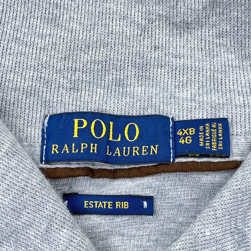 Polo Ralph Lauren Suéter Hombres 4XB Gris Chal Cuello Pullover Estate Tejido Acanalado * Foto 3 de 4