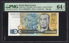 Brazil 100 Cruzados ND(1987) P211c Uncirculated Grade 64