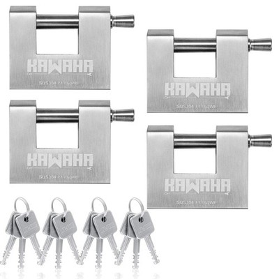 Secure Multiple Doors at Once - Keyed Alike Stainless Steel Padlock 4 Pack