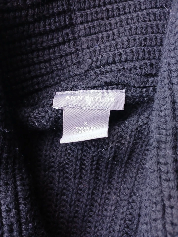 Cárdigan Suéter Para Mujer Ann Taylor Pequeño Negro Botón Frontal Chal Cuello Usado en Excelente Condición Foto 4 de 4