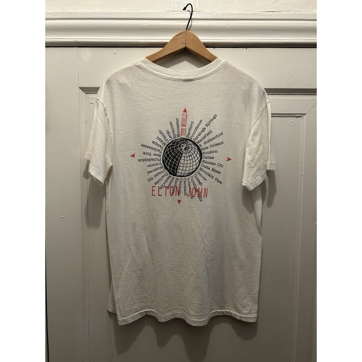 Vintage Elton John The World 1989-1990 Large T-Shirt White XL