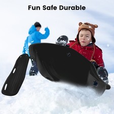 4Ft Snow Sled Plastic Toboggan Sled w/ 16.5ft Pull Rope For Winter Downhill Fun