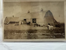 R.J. Lyness Farm Scene Fessenden ND Barn Horses Early 1900s RPPC North Dakota 4