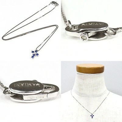 Damiani Belle Epoque Diamond Sapphire Necklace K18 White Gold Jewelry