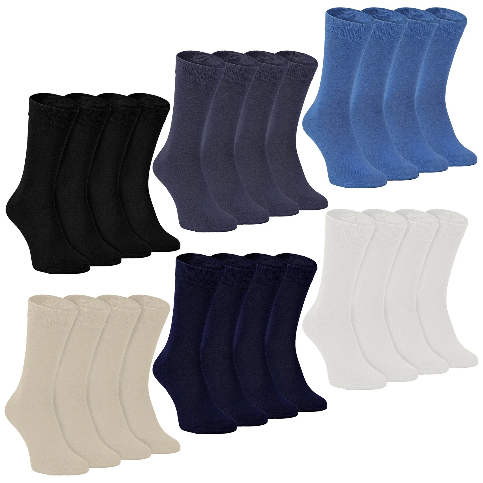 Womens Socks by Sock Snob 4 Multi Pack Crew Plain Socks Size 5 6 7 8