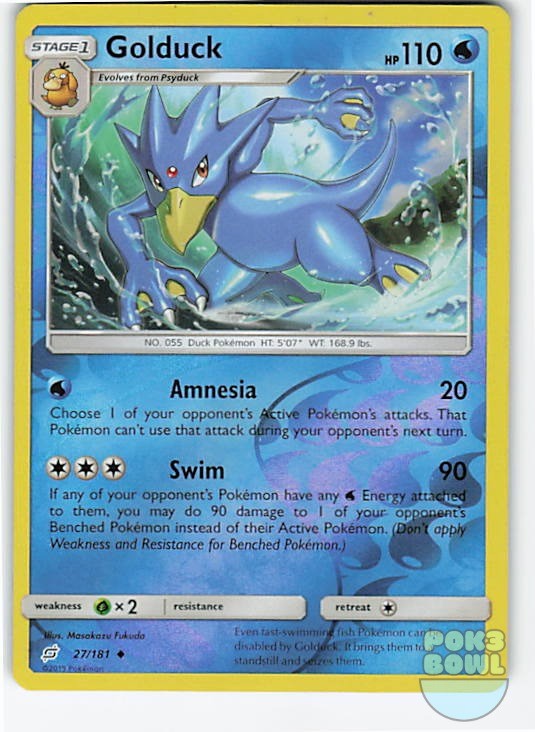 Golduck 27/181 Uncommon Team Up Pokemon Reverse Holo Near Mint