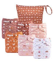 Cloth Diaper Covers 6 Pack with Wet Bag for Fitted Diapers and Prefolds with ...