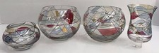 PartyLite Calypso Mosaic Tealight Candle Holders Painted Glass Romania Set of 4