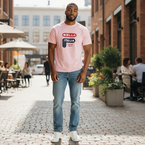 Fila Biella 1911 Graphic T-Shirt Pink Crew Neck Mens XL New With Tags