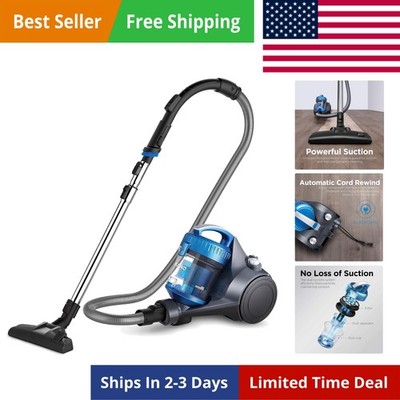 WhirlWind Bagless Canister 2.5L Vacuum Cleaner, Lightweight Vac for Carpets a...