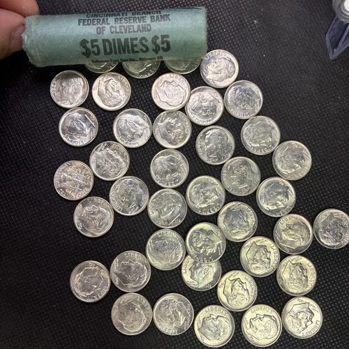 1962 D Roosevelt GEM BU 90% SILVER Dime From 1962 OBW Fed Reserve Roll Superior