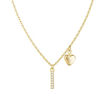 Gold Initial Necklaces for Women, Zirconia Tiny Heart Letter Pendant, Trend - 10