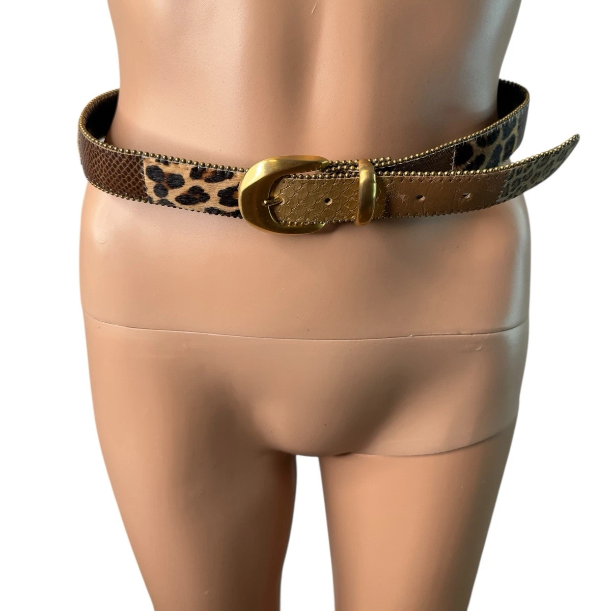 VTG‎ Leather Shop Snake Skin Belt Gold Buckle Vintage Designer Belted Waist S/M Animal Print Waist Belt Gold Belts for Women for sale | eBay main image 2