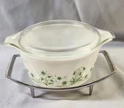 Vtg 1961 PYREX PROMOTIONAL BRIDE 1 1/2 QUART CASSEROLE #474-B LID #474 + CRADLE!