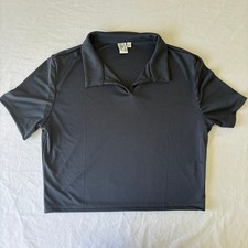 Fringe The Label Gray Sustainable USA Made Short Sleeve Crop Polo Shirt XL