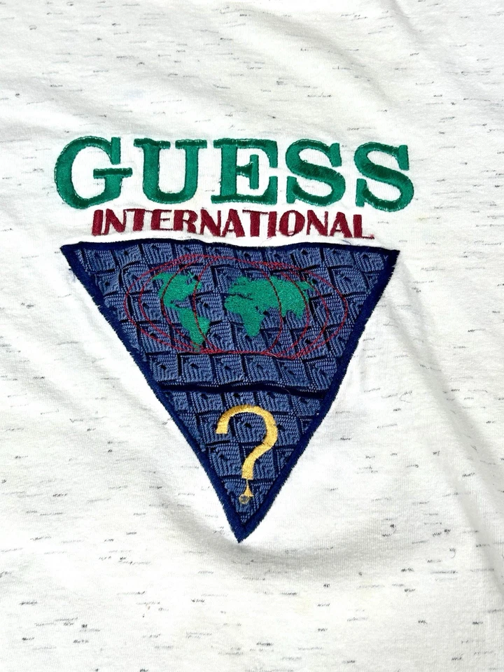 Vtg Guess T-Shirt Men's L White Graphic 80s 90s Georges Marciano Streetwear USA - Image 3 of 4