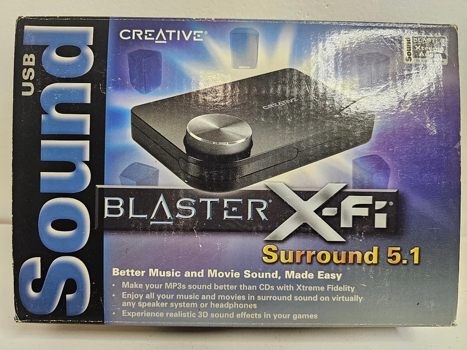 Creative Sound Blaster X-Fi Surround 5.1 USB Sound Card SB1090 With Cord & CD - Image 2 of 4