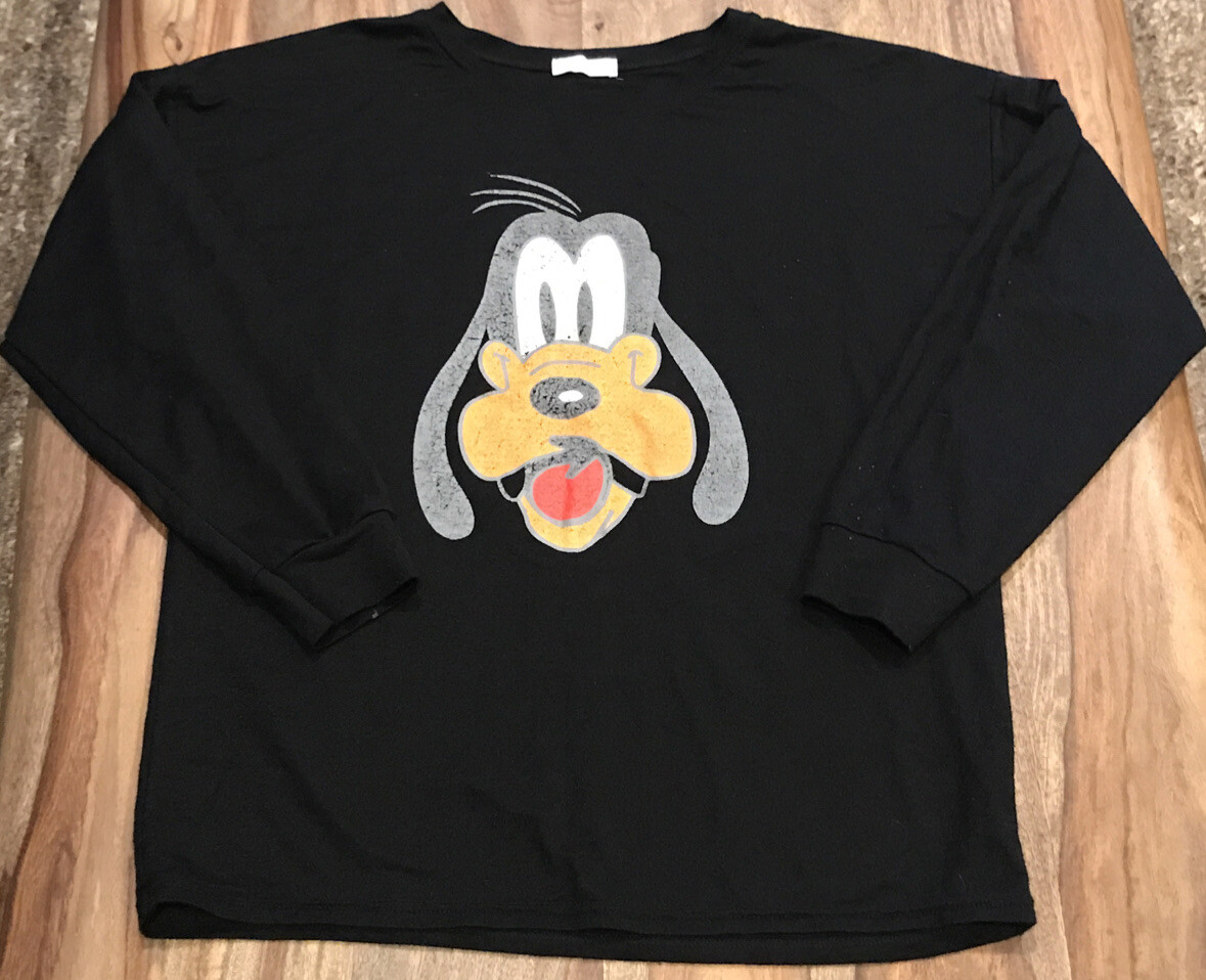 その他 DIS TEE GOOFY BLACK XL Disney GOOFY Black Long Sleeve T-Shirt Inshuo Size Medium Graphic