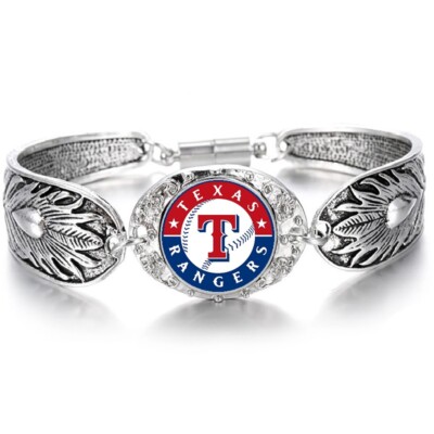 Texas Rangers Women's Sterling Silver Bracelet Baseball w Gift Pkg D3