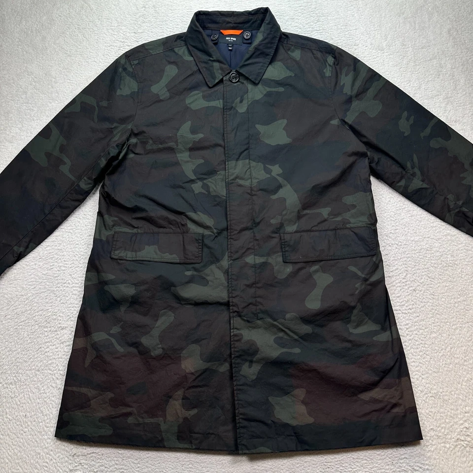 Jack Spade Camo Jacket Men's Size XL Waxed Cotton Button up Trench Coat - Image 4 of 4