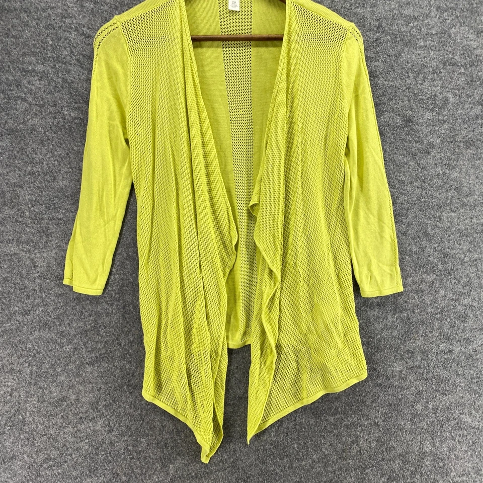 Emaline Cardigan Women PXS Petite Yellow Open Front Long Sleeve Knit Casual - Image 4 of 4