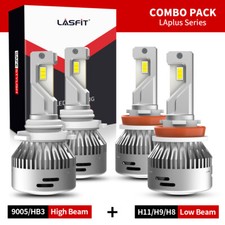 Lasfit H11 9005 LED Combo Kit Headlights High Low Beam Bulbs 6000K Super Bright