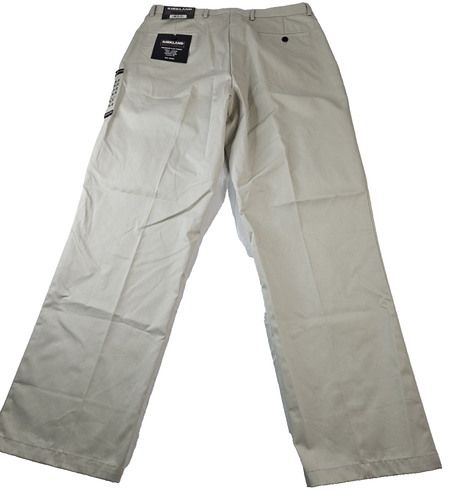 Kirkland Signature Chino Pant Men 36x32 Stone Cotton No Iron Flat Front NWT New - Picture 15 of 16