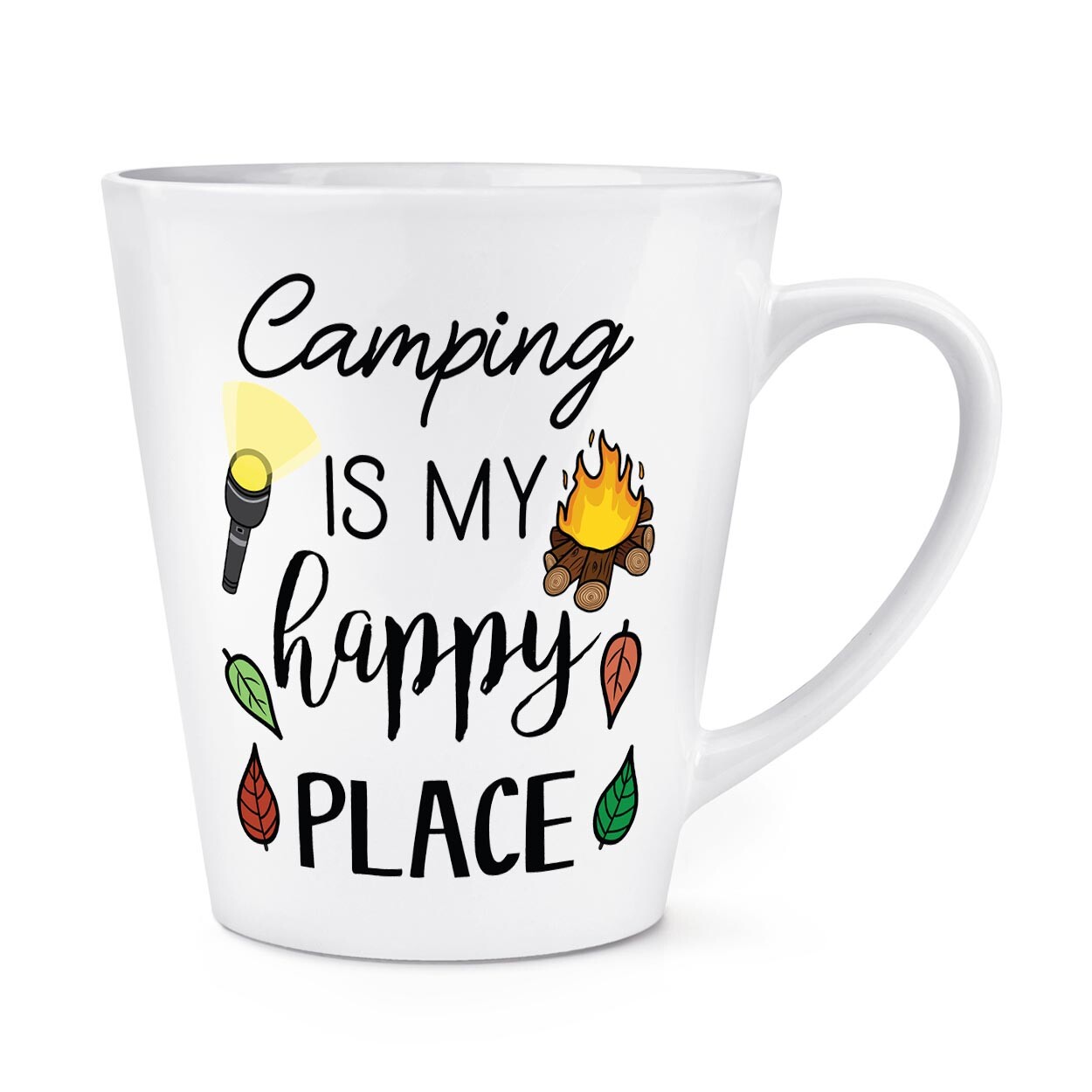 Camping Is My Happy Place 12oz Latte Mug Cup Festival Camper Dad Fathers Day