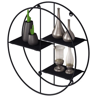 EUGAD Rund Wandregal Metall Hängeregal 3 Ablagen Wanddeko Schweberegal Schwarz