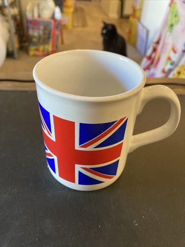 Vintage Union Jack Coffee Cup British UK Flag of England 4" T - Picture 4 of 6