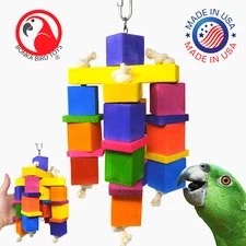 Bonka Bird Toys 2507 Rope Criss Cross Medium Block Chew Parrot Cage Toy