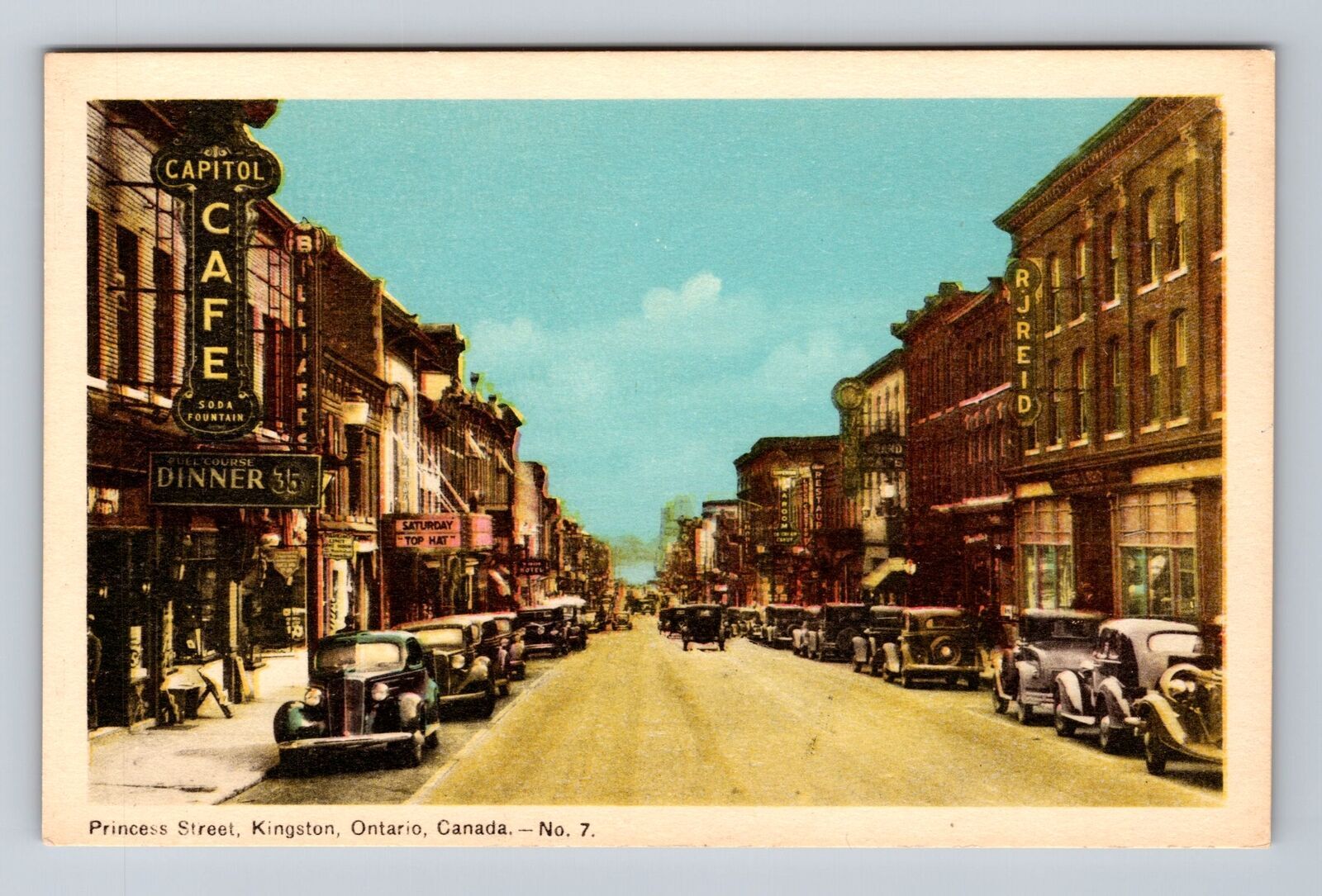 Kingston Canada, Princess Street, Capitol Café, Theater, Hotel, Vintage Postcard