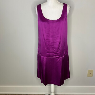 laundry by design silk dress Laundry by Design Purple Silk Dress Satin Size 8 Sleeveless Pleated