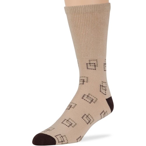 Men Cotton Diabetic Seamless Crew Socks L-XL 5 Pack Brown Blue Beige Navy Khaki - 第 18/51 張圖片