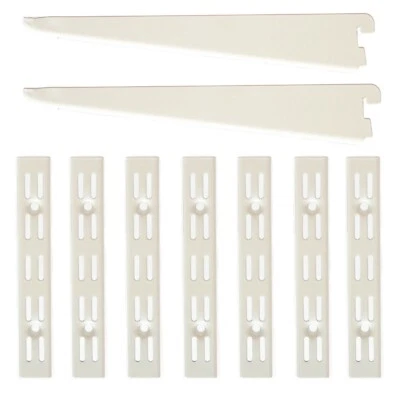 SAPPHIRE Sistema de Estanterías Doble Ranura Soportes Blancos Montantes Metal Estantería Ajustable