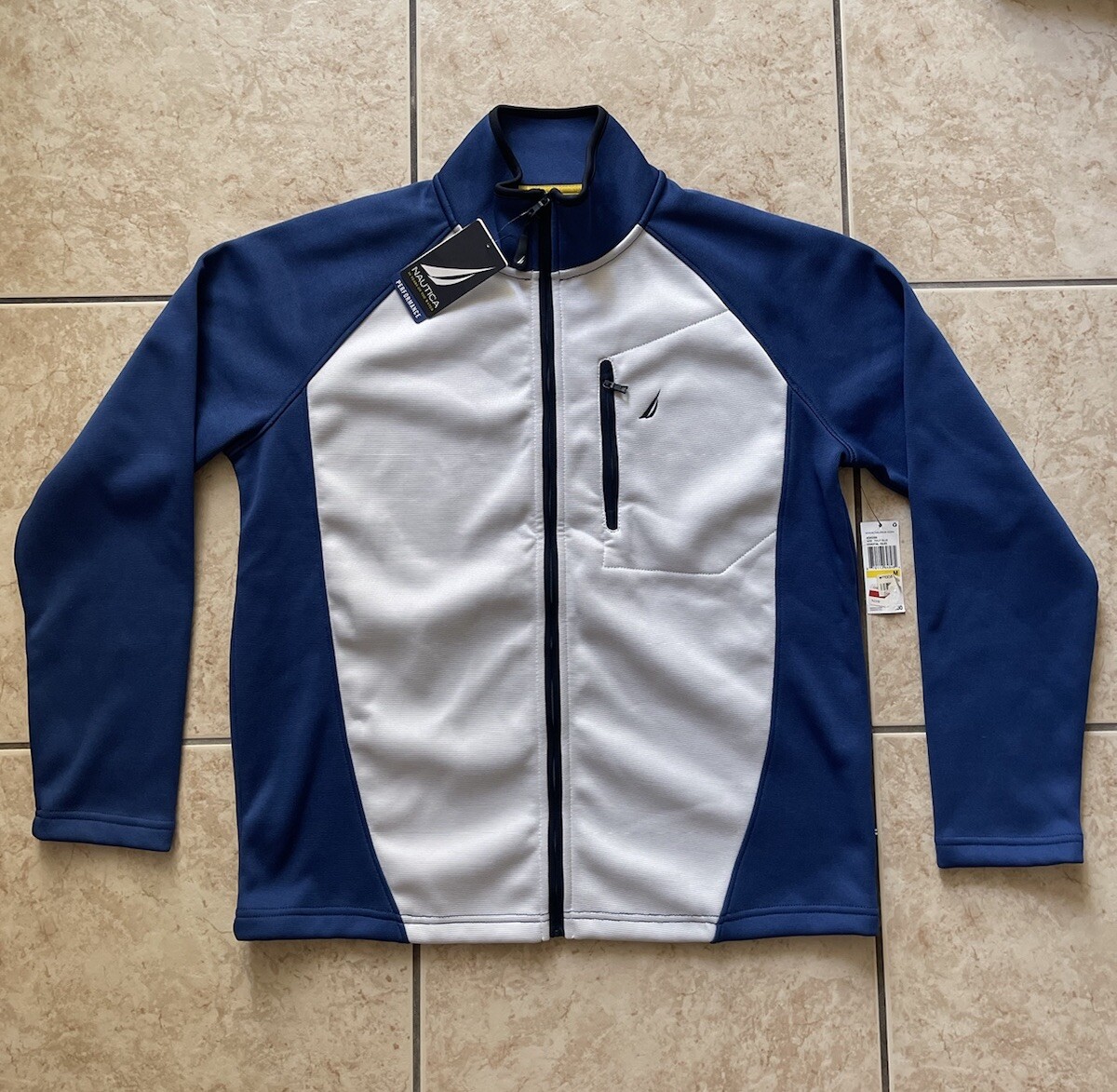 Nautica Performance Men’s Long Sleeve Athletic Sweater Coastal Isles Blue Medium