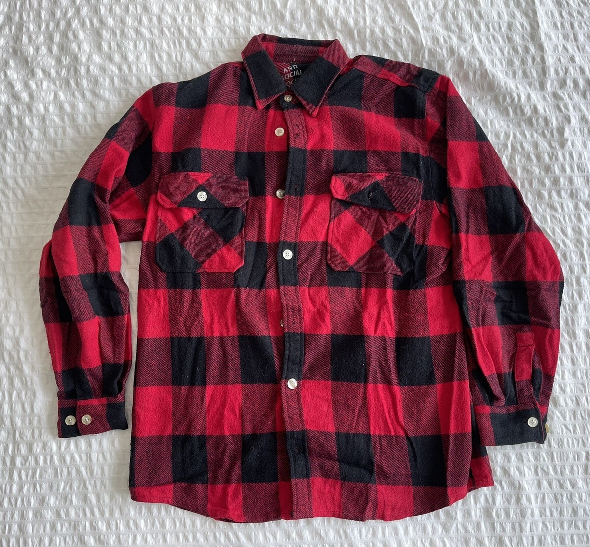 Anti Social Social Club Red Flannel Sz M 100 % Authentic | eBay