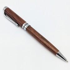 Luxury Wood Ballpoint Pen Rosewood Silver Twist - Office Gift Dad Executive