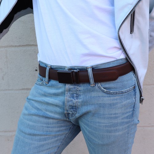 Falari Men Unisex Classic Ratchet Dress Belt Genuine Leather Casual Golf Belt - Picture 16 of 83
