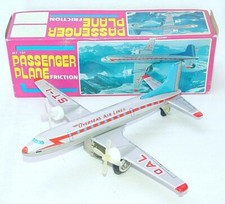 MF-107 China OVERSEAS AIRLINES PASSENGER PLANE Friction Tin Toy Airplane MIB 78 