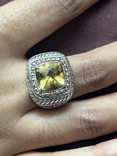 Sterling Silver 18k Yellow Gold Natural Citrine Ring Size 6.75