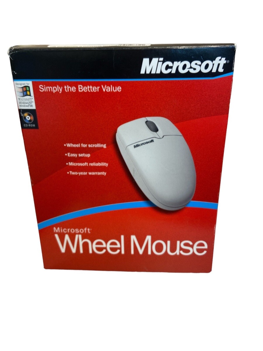NEW Microsoft Wheel Mouse 2001 PC PS/2 Windows With Disc And